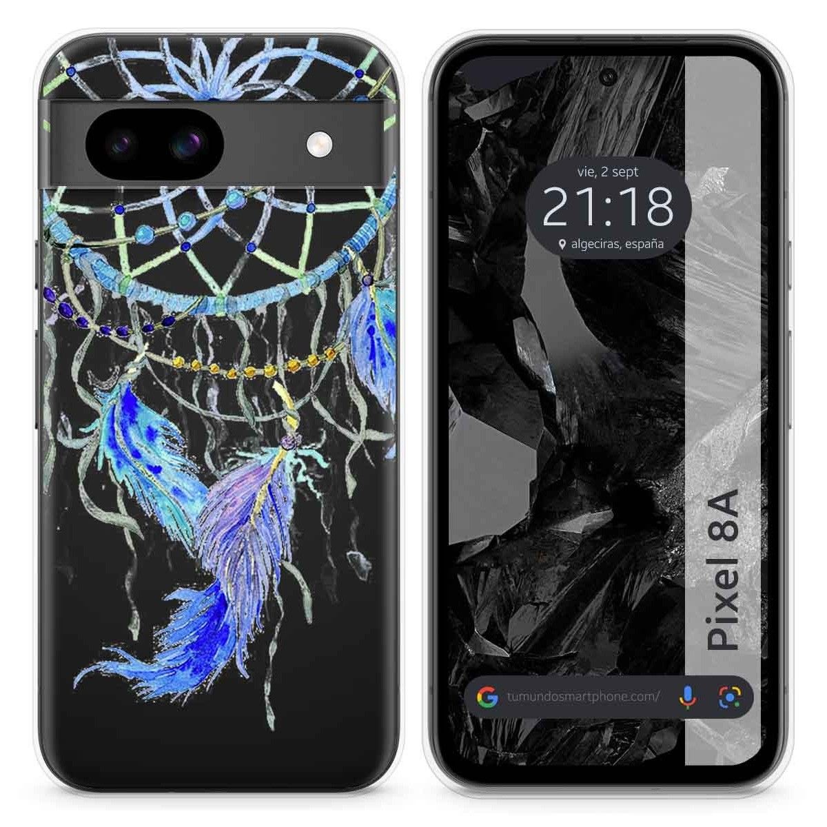 Funda Silicona Transparente para Google Pixel 8a 5G diseño Plumas Dibujos
