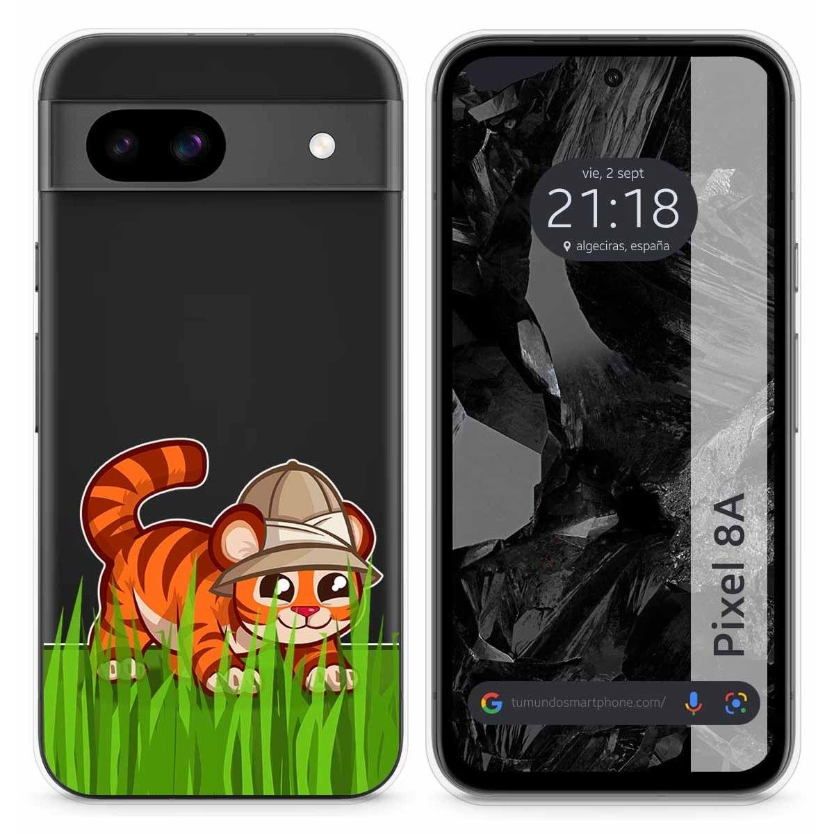 Funda Silicona Transparente para Google Pixel 8a 5G diseño Tigre Dibujos
