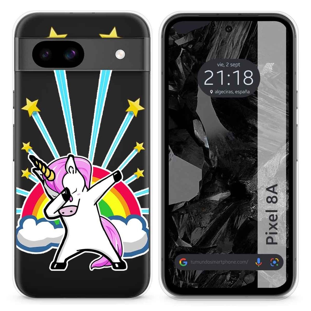 Funda Silicona Transparente para Google Pixel 8a 5G diseño Unicornio Dibujos