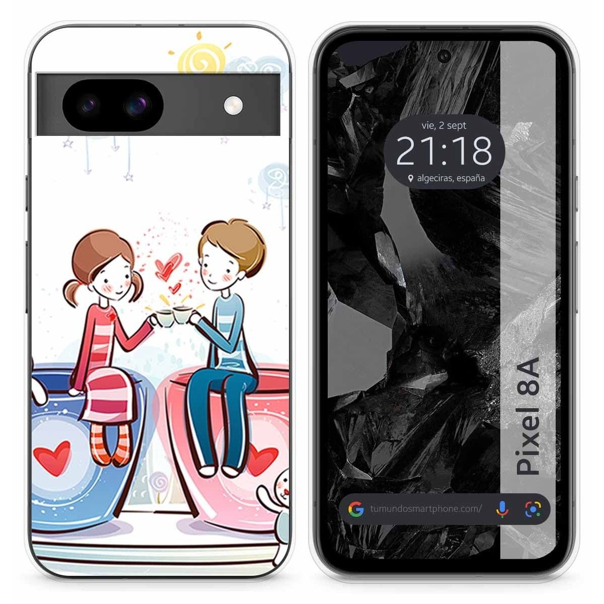 Funda Silicona para Google Pixel 8a 5G diseño Café Dibujos