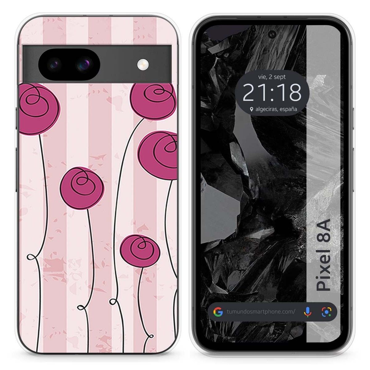 Funda Silicona para Google Pixel 8a 5G diseño Flores Vintage Dibujos