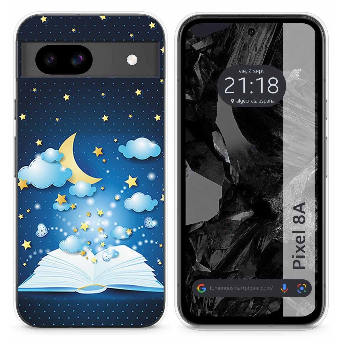 Funda Silicona para Google Pixel 8a 5G diseño Libro Cuentos Dibujos