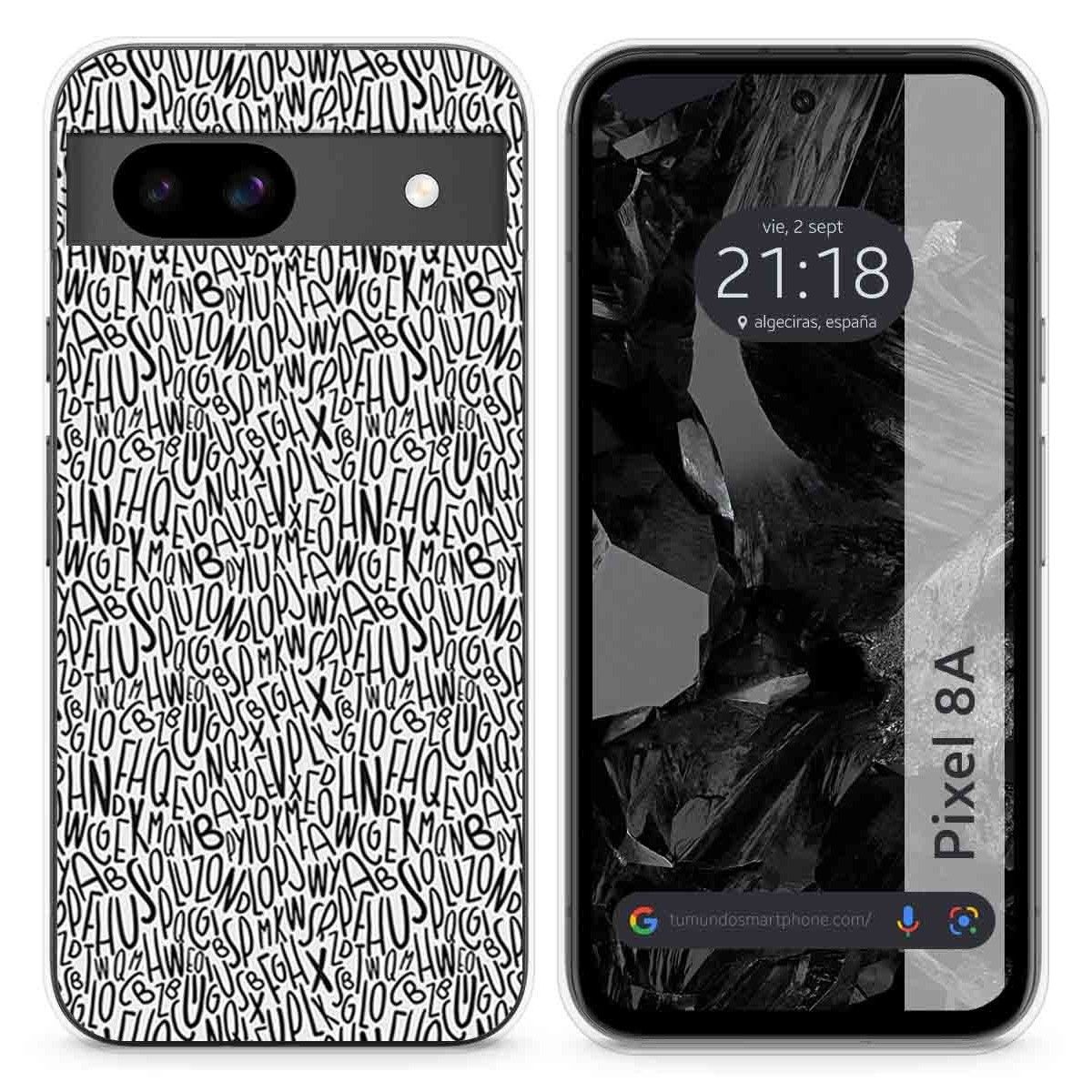 Funda Silicona para Google Pixel 8a 5G diseño Letras Dibujos
