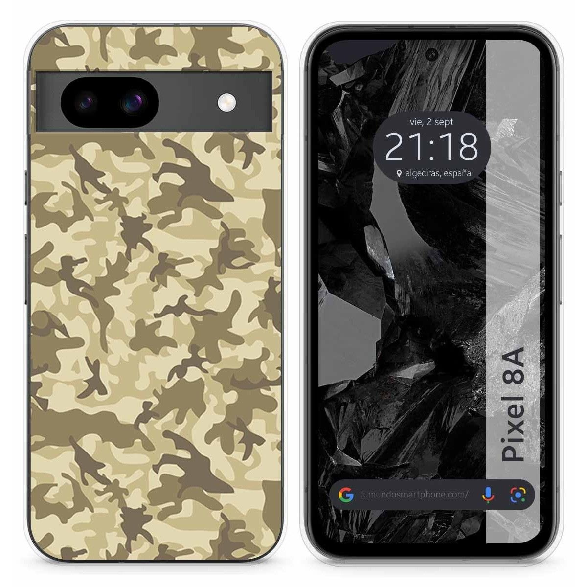 Funda Silicona para Google Pixel 8a 5G diseño Sand Camuflaje Dibujos