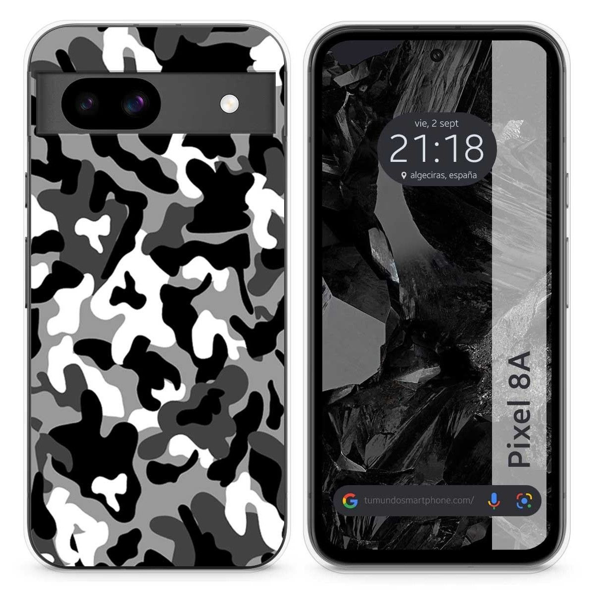 Funda Silicona para Google Pixel 8a 5G diseño Snow Camuflaje Dibujos