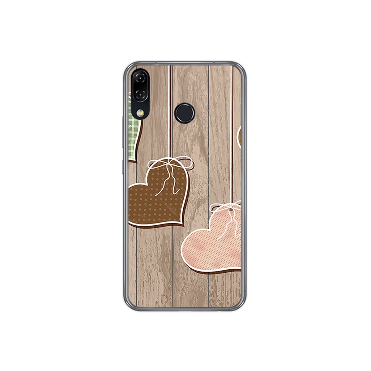 Funda Gel Tpu para Asus Zenfone 5 Ze620Kl Diseño Corazones Madera Dibujos