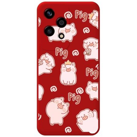 Funda Silicona Líquida Roja para Huawei Honor 200 Lite 5G diseño Cerdos Dibujos