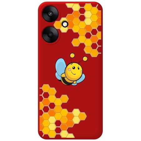 Funda Silicona Líquida Roja para Xiaomi Redmi 13C 5G diseño Abeja Dibujos