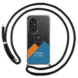 Personaliza tu Funda Colgante Transparente para Huawei Honor 200 Pro 5G con Cordon Negro Dibujo Personalizada