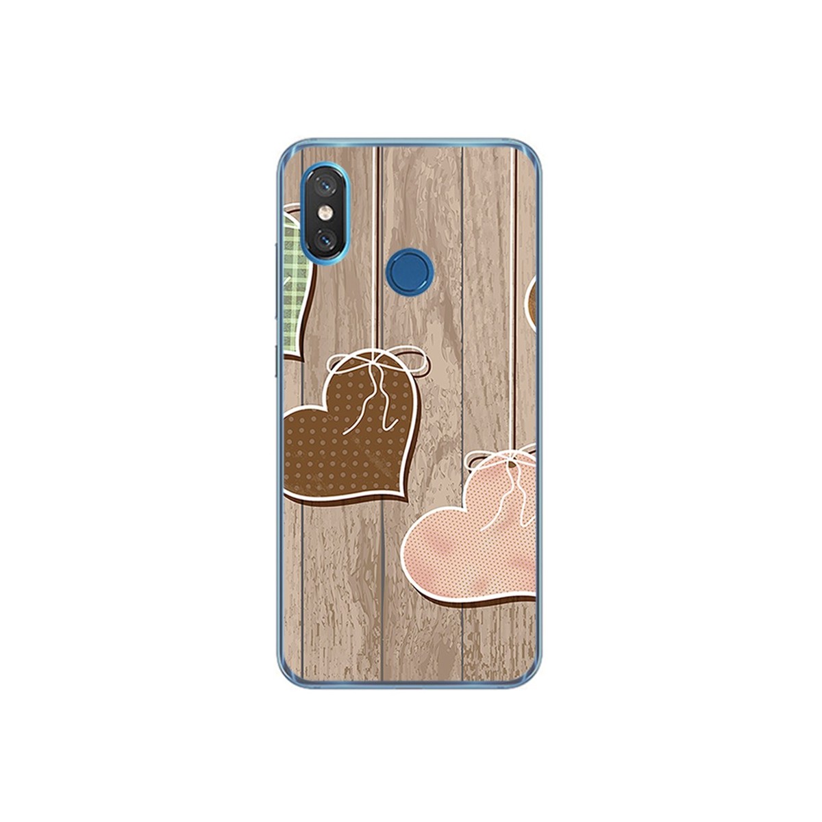 Funda Gel Tpu para Xiaomi Mi 8 Diseño Corazones Madera Dibujos