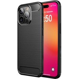 Funda Gel Tpu Tipo Carbon Negra para Iphone 16 Pro (6.3)