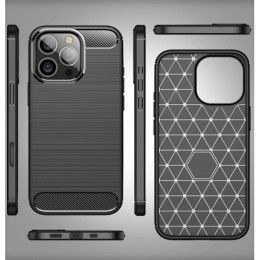 Funda Gel Tpu Tipo Carbon Negra para Iphone 16 Pro (6.3) 2