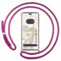 Funda Colgante Transparente para Huawei Honor 200 Pro 5G con Cordon Rosa Fucsia
