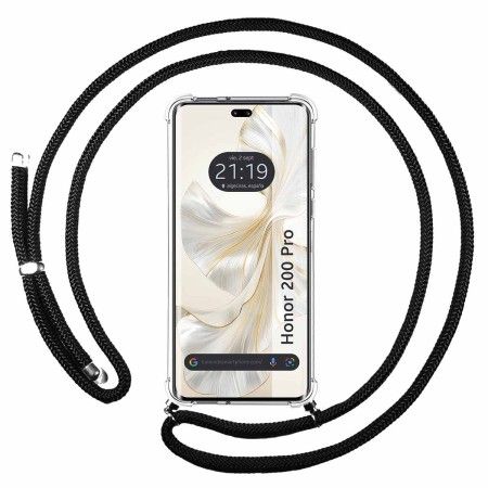 Funda Colgante Transparente para Huawei Honor 200 Pro 5G con Cordon Negro