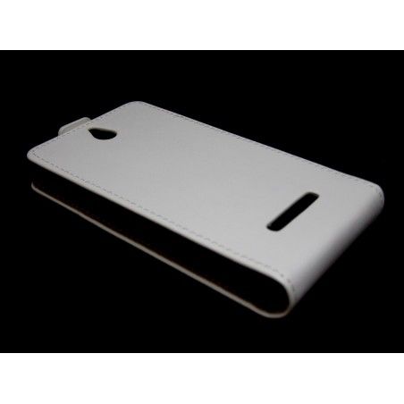 Funda Piel Premium Ultra-Slim Sony Xperia E Blanca