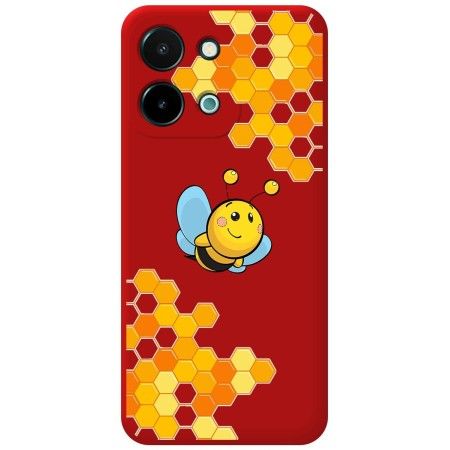 Funda Silicona Líquida Roja para Vivo Y28 4G diseño Abeja Dibujos