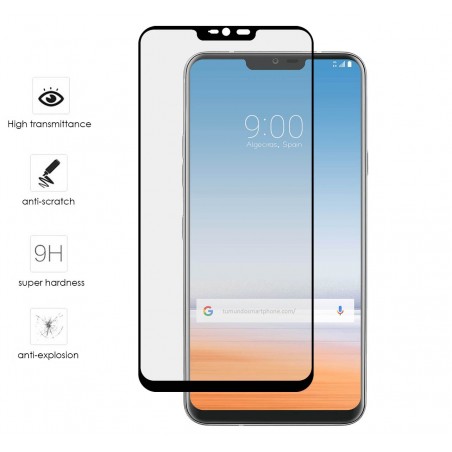 Protector Cristal Templado Frontal Completo Negro para Lg G7 Thinq Vidrio