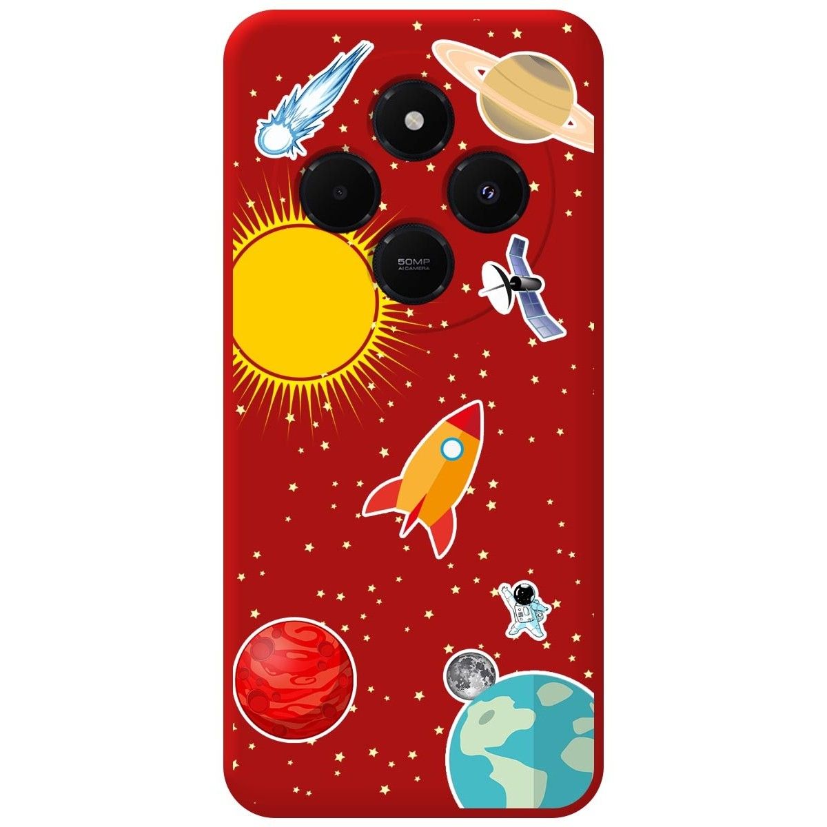 Funda Silicona Líquida Roja para Xiaomi Redmi 14C diseño Espacio Dibujos