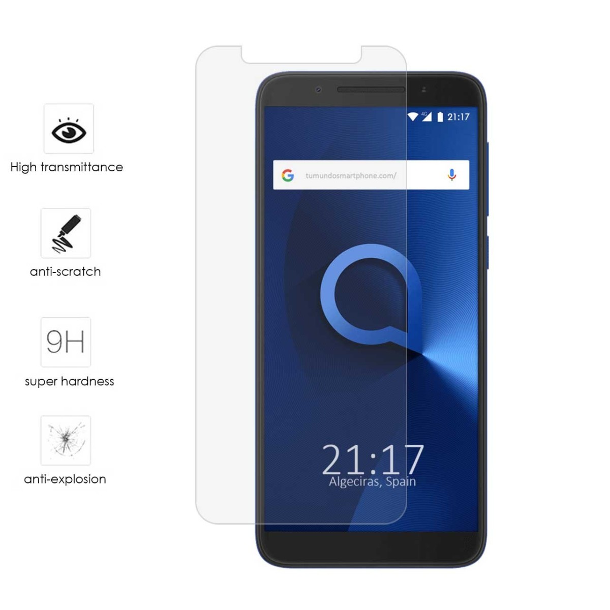 Protector Cristal Templado para Alcatel 3 Vidrio