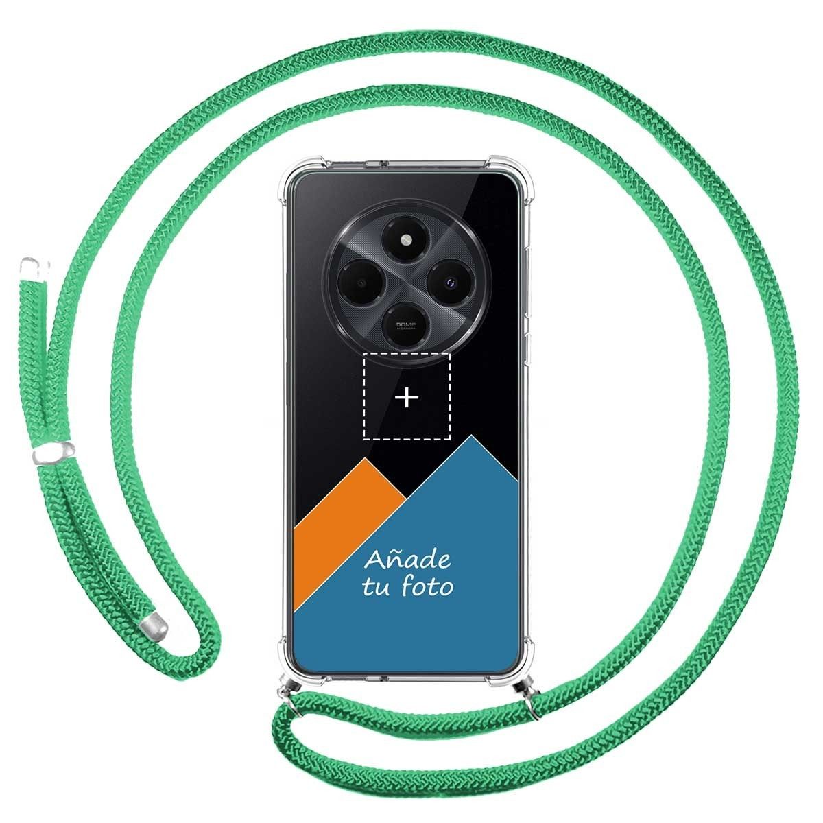 Personaliza tu Funda Colgante Transparente para Xiaomi Redmi 14C con Cordon Verde Agua Dibujo Personalizada