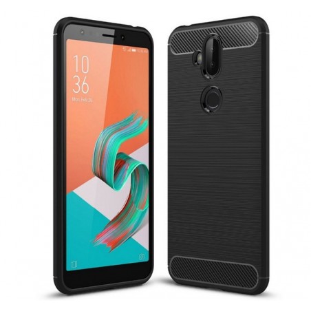 Funda Gel Tpu Tipo Carbon Negra para Asus Zenfone 5 Lite Zc600Kl