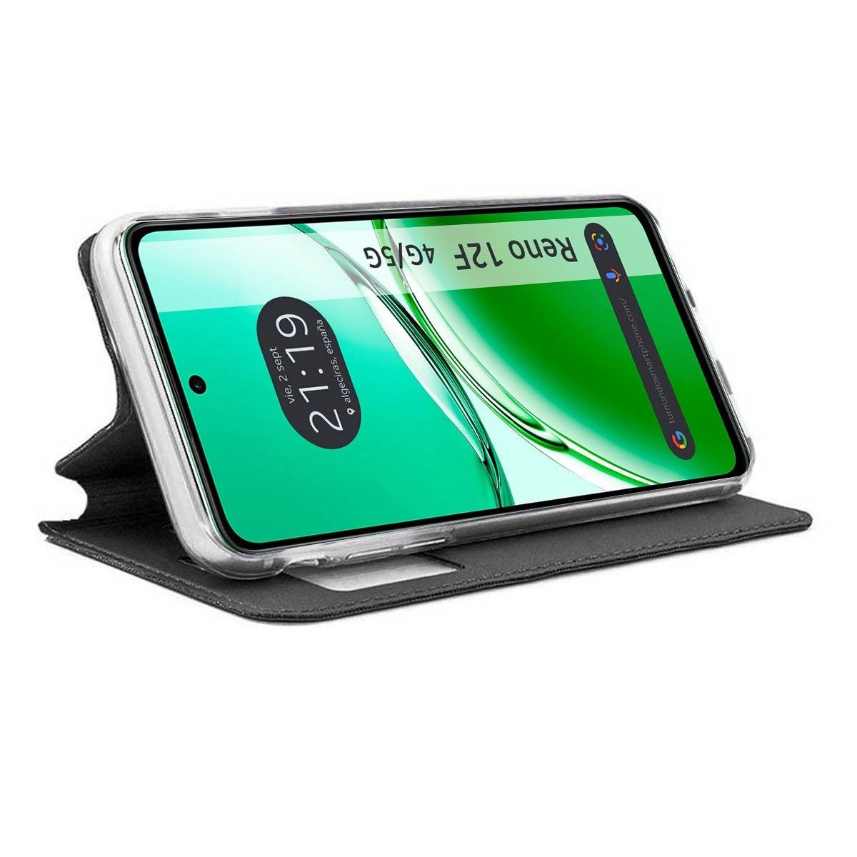 Funda Libro Soporte con Ventana para Oppo Reno 12F 4G / 12 F 5G color Negra