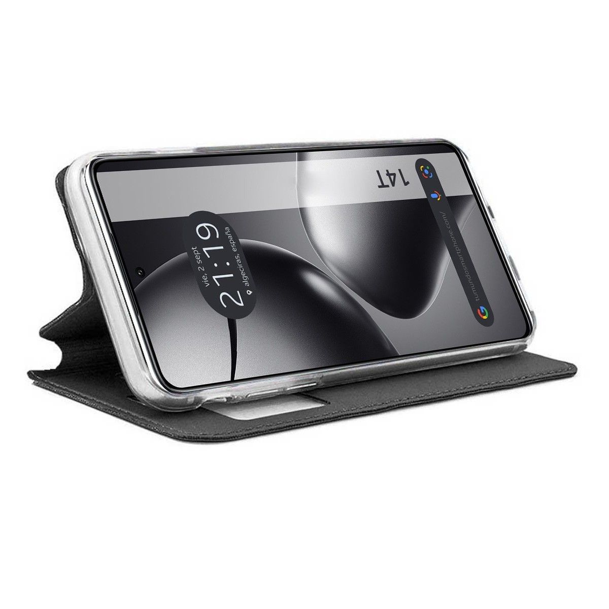 Funda Libro Soporte con Ventana para Xiaomi 14T 5G color Negra