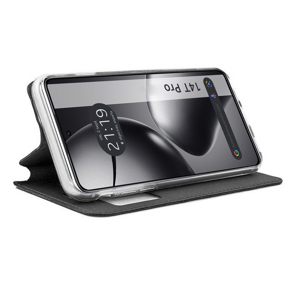 Funda Libro Soporte con Ventana para Xiaomi 14T Pro 5G color Negra
