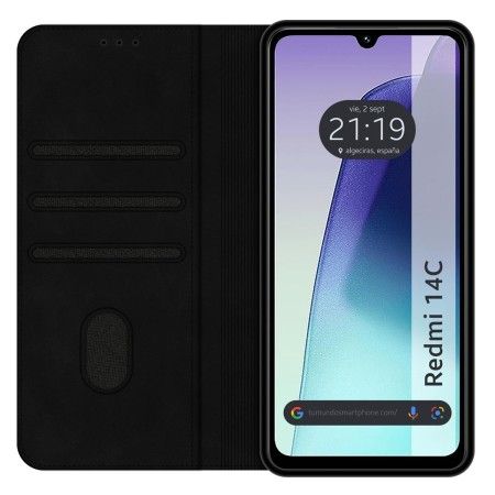 Funda Libro de Polipiel con tarjetero para Xiaomi Redmi 14C color Negra