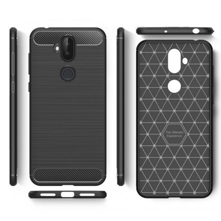 Funda Gel Tpu Tipo Carbon Negra para Asus Zenfone 5 Lite Zc600Kl