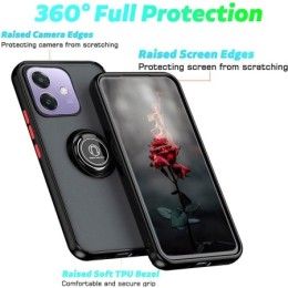 Funda Mate con Borde Negro y Anillo Giratorio 360 para Oppo A40 / A40m 2