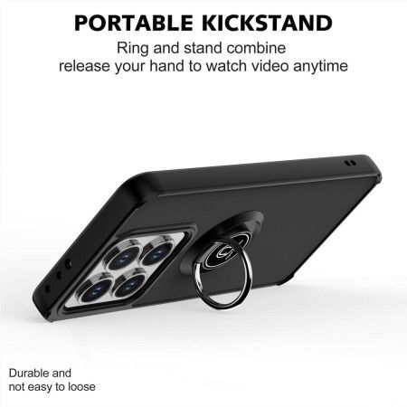 Funda Mate con Borde Negro y Anillo Giratorio 360 para Xiaomi 14T 5G