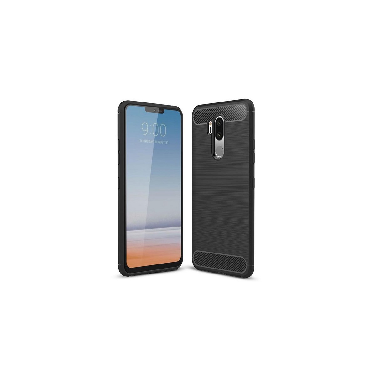 Funda Gel Tpu Tipo Carbon Negra para Lg G7 Thinq