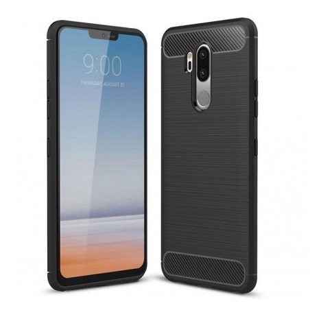 Funda Gel Tpu Tipo Carbon Negra para Lg G7 Thinq