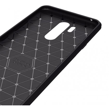 Funda Gel Tpu Tipo Carbon Negra para Lg G7 Thinq