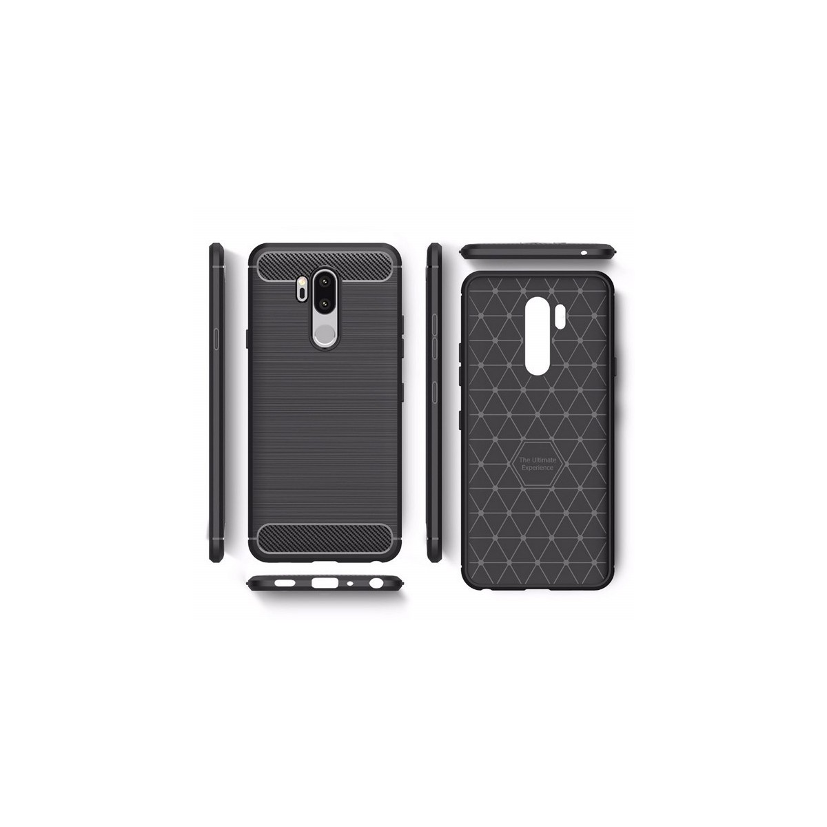 Funda Gel Tpu Tipo Carbon Negra para Lg G7 Thinq