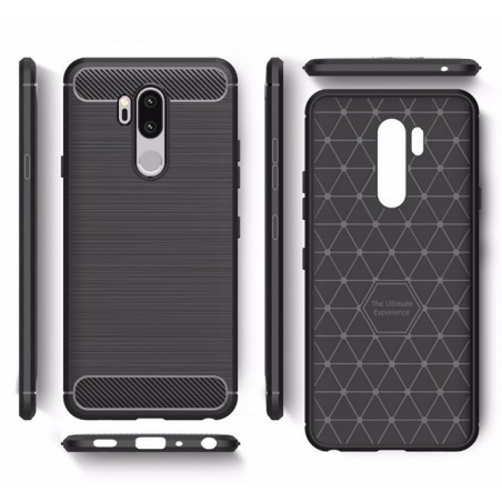 Funda Gel Tpu Tipo Carbon Negra para Lg G7 Thinq