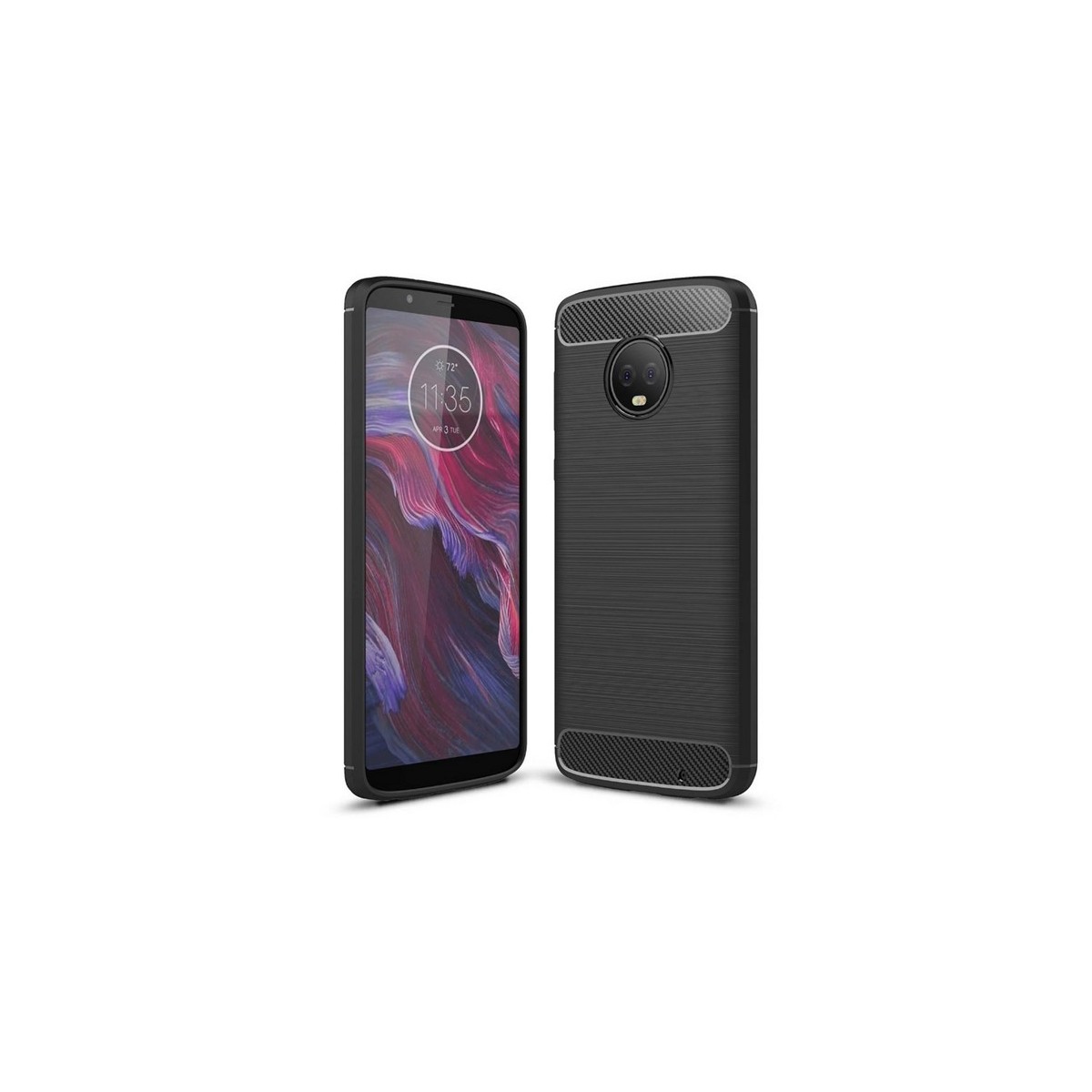 Funda Gel Tpu Tipo Carbon Negra para Motorola Moto G6 Plus