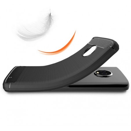 Funda Gel Tpu Tipo Carbon Negra para Motorola Moto G6 Plus