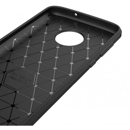 Funda Gel Tpu Tipo Carbon Negra para Motorola Moto G6 Plus