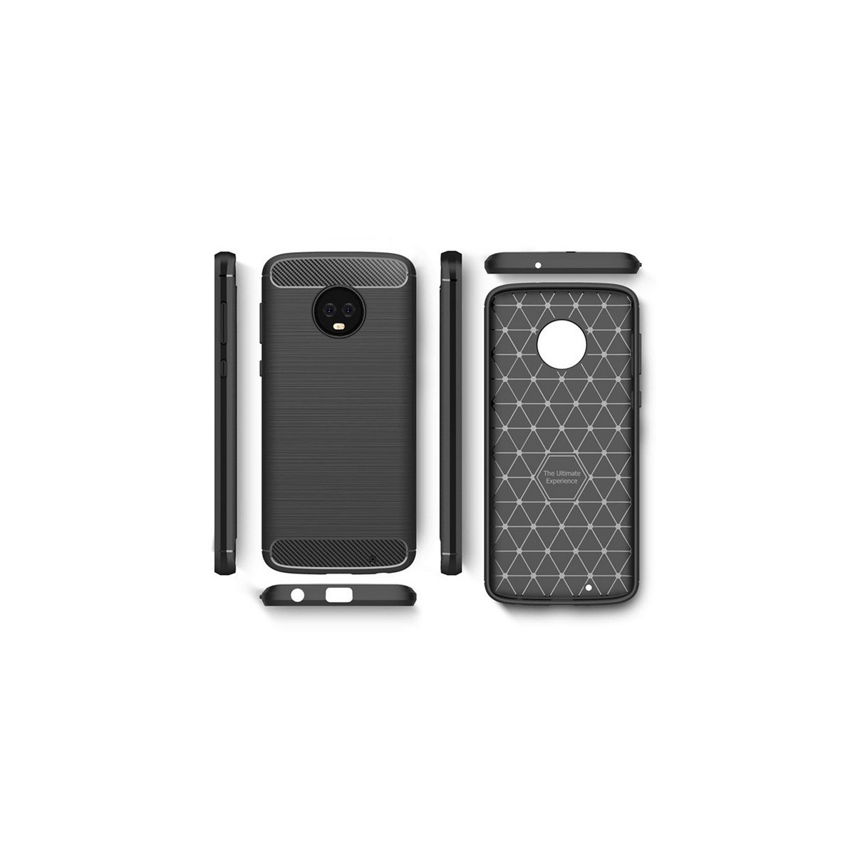 Funda Gel Tpu Tipo Carbon Negra para Motorola Moto G6 Plus