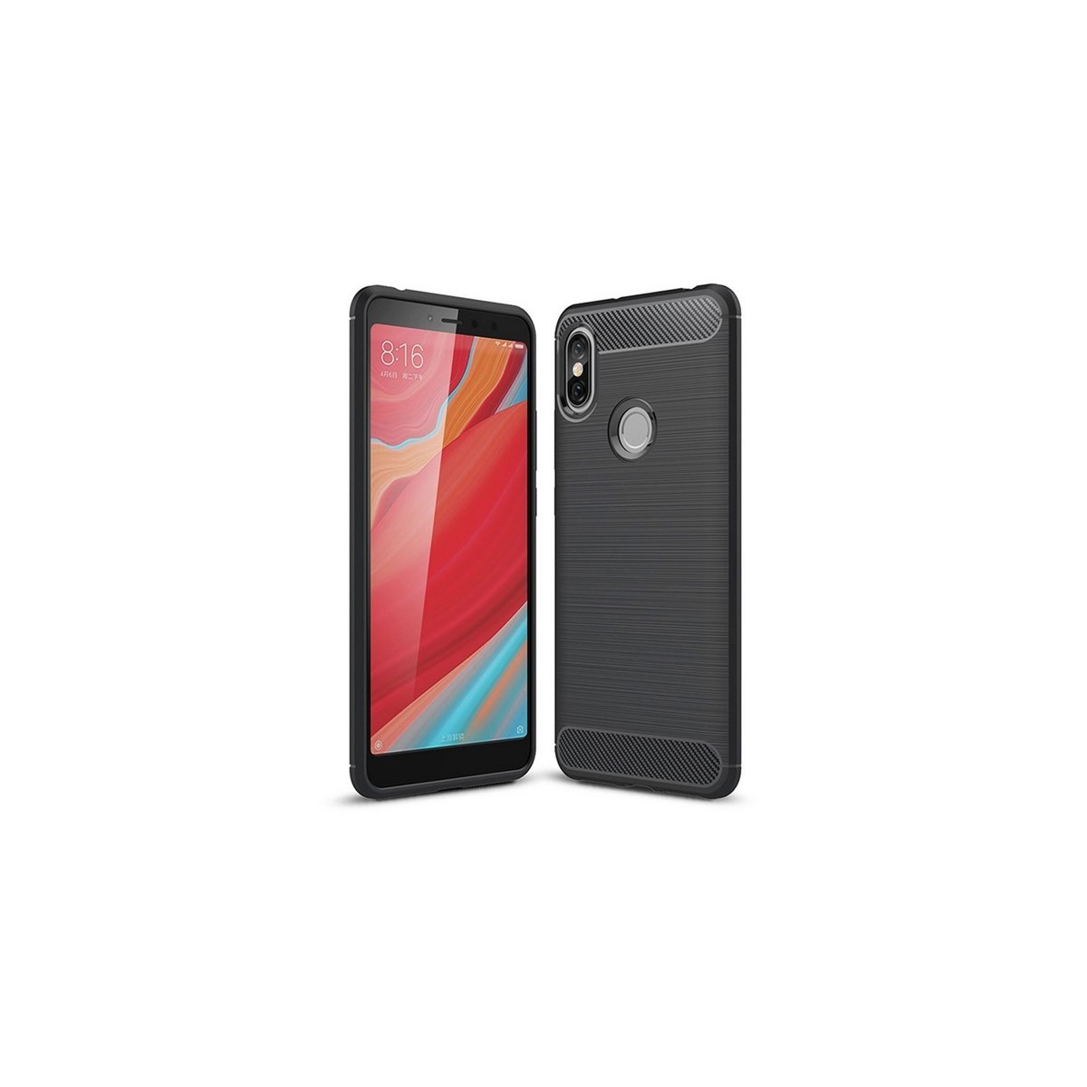 Funda Gel Tpu Tipo Carbon Negra para Xiaomi Redmi S2