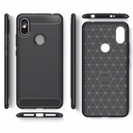 Funda Gel Tpu Tipo Carbon Negra para Xiaomi Redmi S2