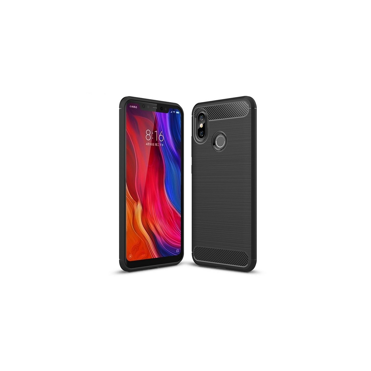 Funda Gel Tpu Tipo Carbon Negra para Xiaomi Mi 8