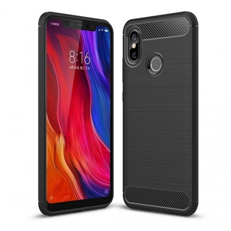 Funda Gel Tpu Tipo Carbon Negra para Xiaomi Mi 8