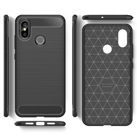 Funda Gel Tpu Tipo Carbon Negra para Xiaomi Mi 8