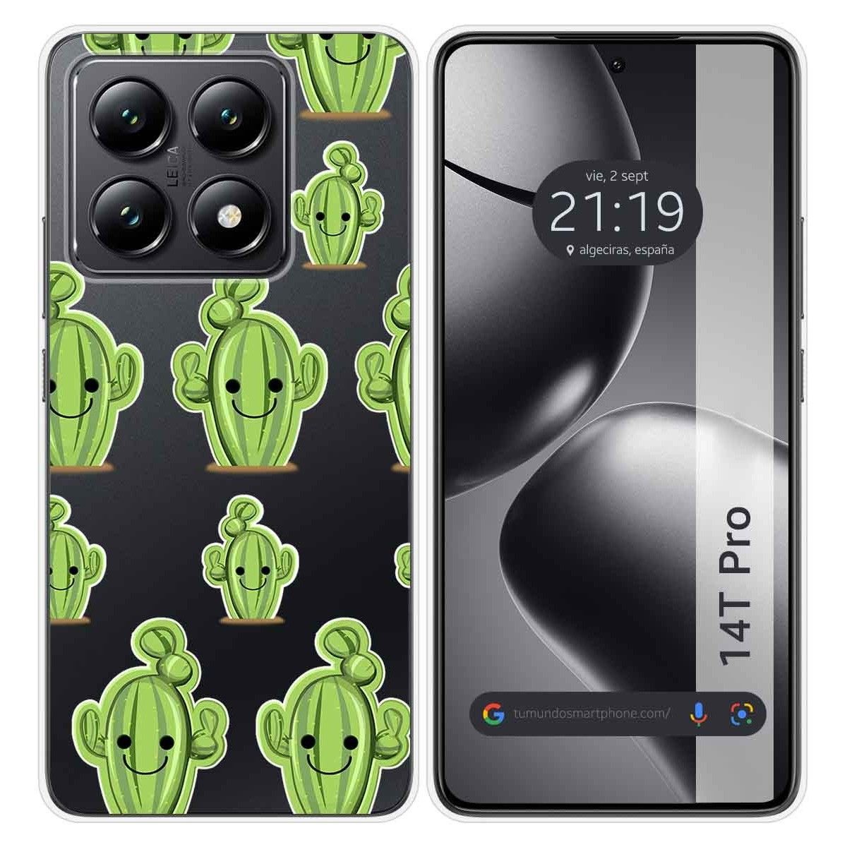 Funda Silicona Transparente para Xiaomi 14T Pro 5G diseño Cactus Dibujos