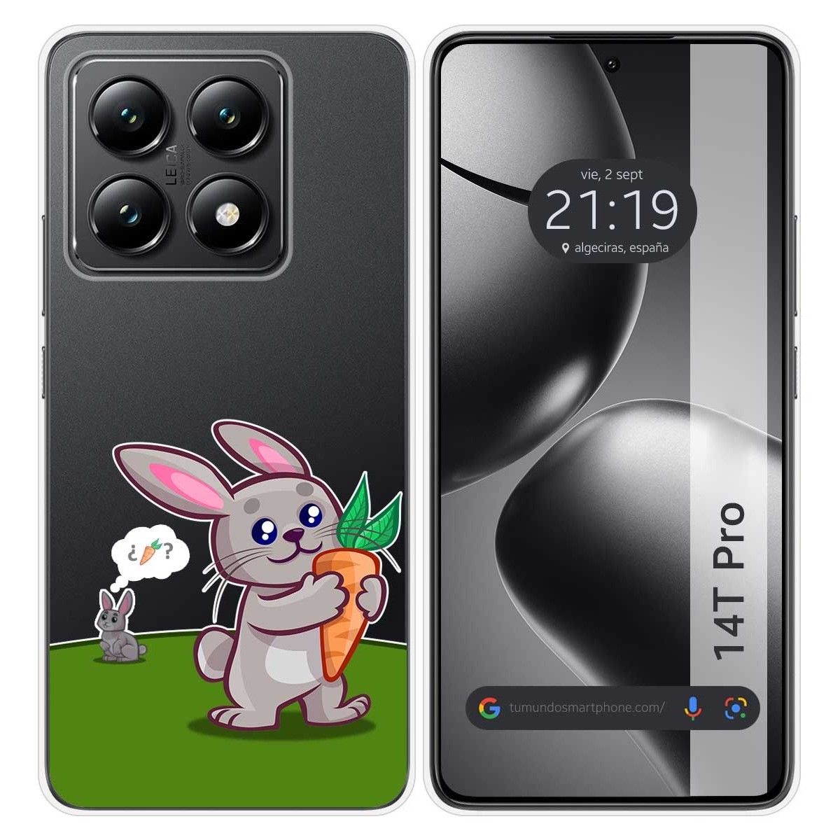 Funda Silicona Transparente para Xiaomi 14T Pro 5G diseño Conejo Dibujos