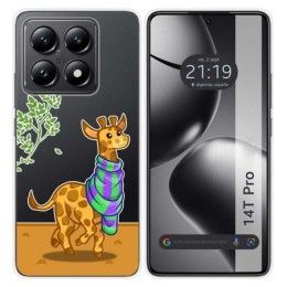 Funda Silicona Transparente para Xiaomi 14T Pro 5G diseño Jirafa Dibujos