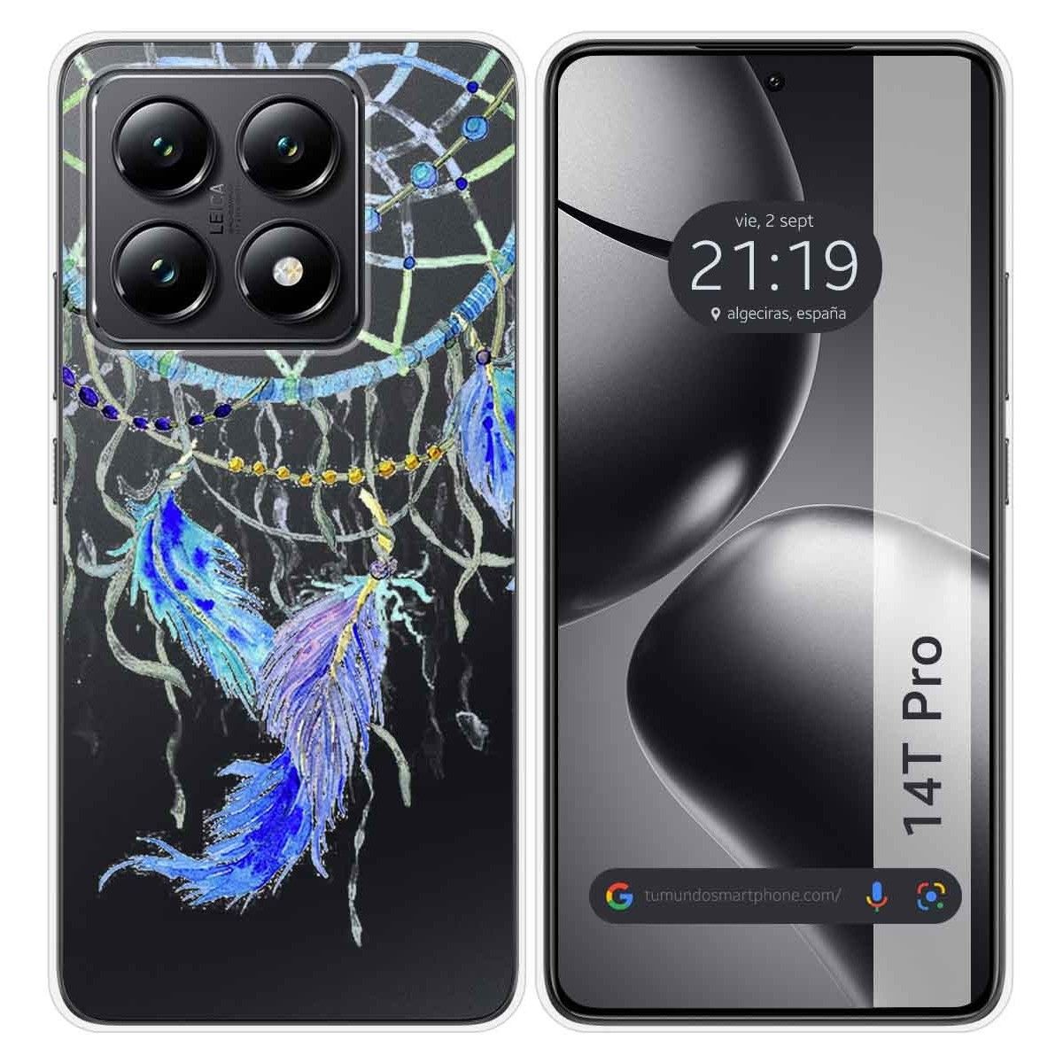 Funda Silicona Transparente para Xiaomi 14T Pro 5G diseño Plumas Dibujos
